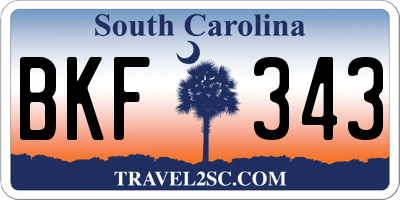 SC license plate BKF343