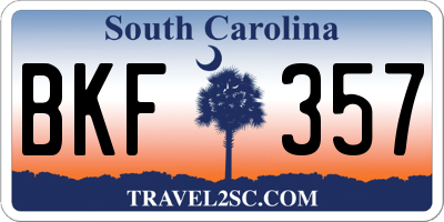 SC license plate BKF357