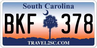 SC license plate BKF378
