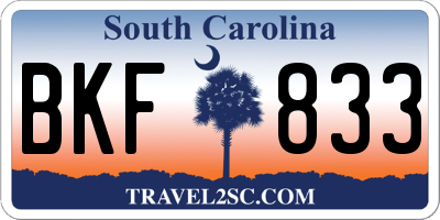 SC license plate BKF833