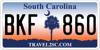 SC license plate BKF860