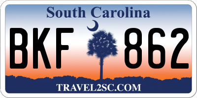 SC license plate BKF862
