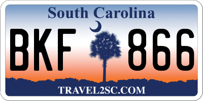 SC license plate BKF866