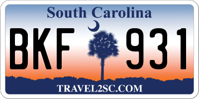 SC license plate BKF931
