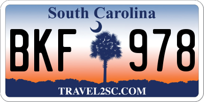 SC license plate BKF978