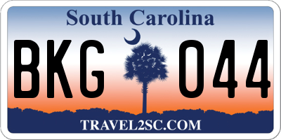 SC license plate BKG044