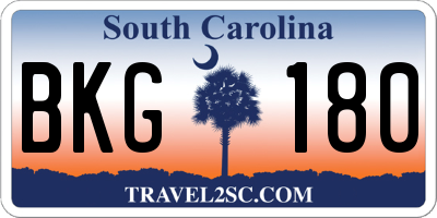 SC license plate BKG180