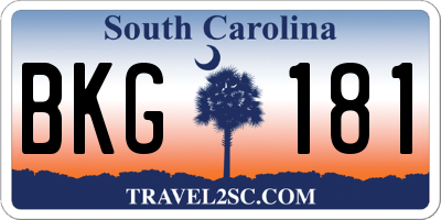SC license plate BKG181