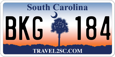 SC license plate BKG184