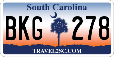 SC license plate BKG278