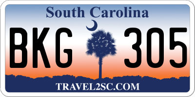 SC license plate BKG305