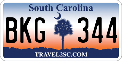 SC license plate BKG344