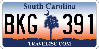 SC license plate BKG391