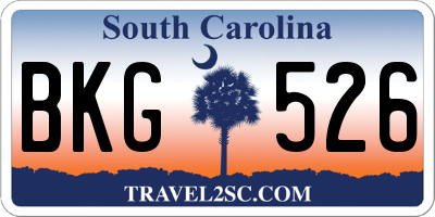 SC license plate BKG526