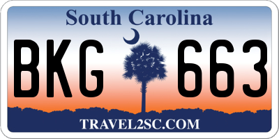 SC license plate BKG663