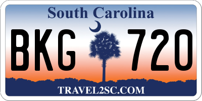 SC license plate BKG720