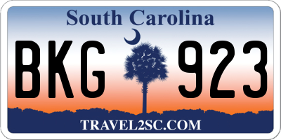 SC license plate BKG923