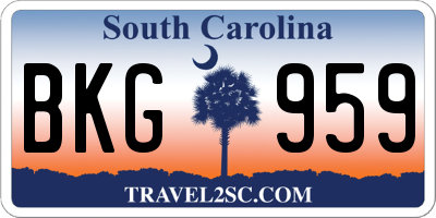 SC license plate BKG959