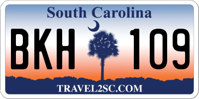 SC license plate BKH109