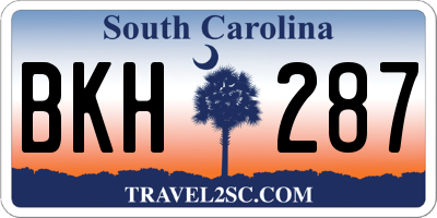 SC license plate BKH287