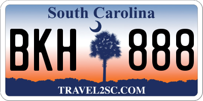 SC license plate BKH888