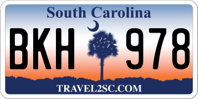 SC license plate BKH978