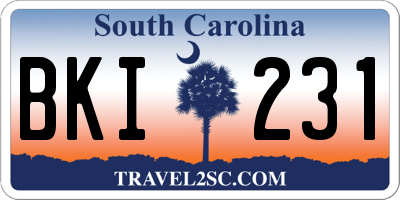 SC license plate BKI231