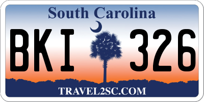 SC license plate BKI326