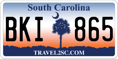 SC license plate BKI865