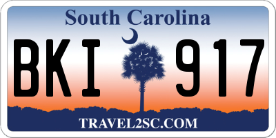 SC license plate BKI917