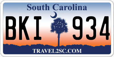 SC license plate BKI934