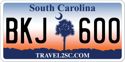 SC license plate BKJ600