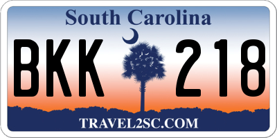 SC license plate BKK218
