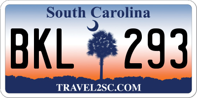 SC license plate BKL293