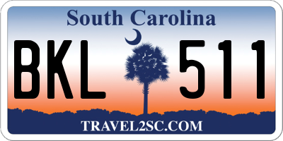 SC license plate BKL511