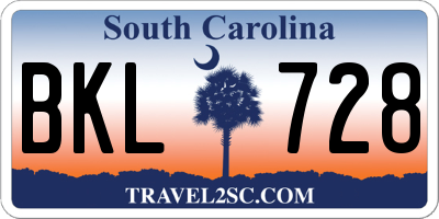 SC license plate BKL728