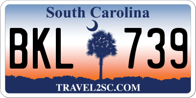 SC license plate BKL739
