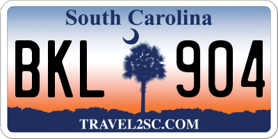 SC license plate BKL904