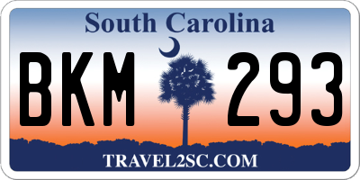 SC license plate BKM293
