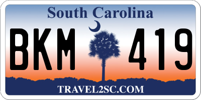 SC license plate BKM419