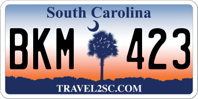 SC license plate BKM423