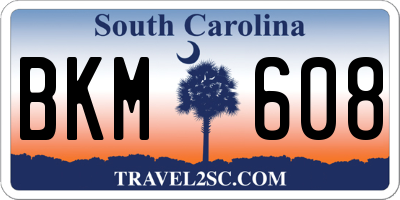 SC license plate BKM608