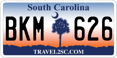 SC license plate BKM626