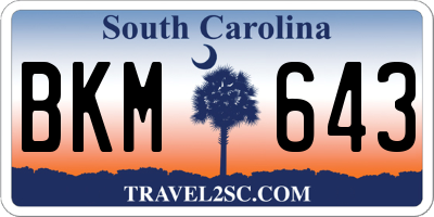 SC license plate BKM643