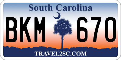 SC license plate BKM670