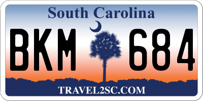 SC license plate BKM684