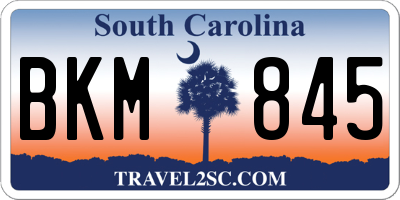 SC license plate BKM845