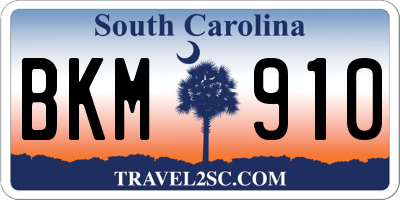 SC license plate BKM910