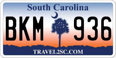 SC license plate BKM936