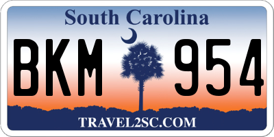 SC license plate BKM954